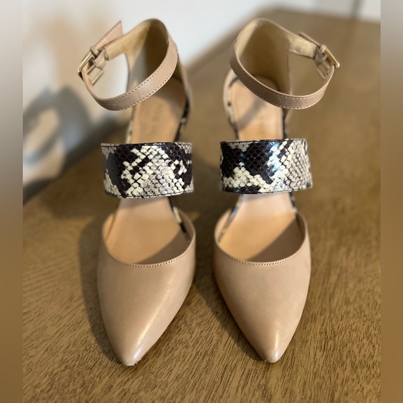 Nine West Nude & Snakeskin Strap Pump Heels - EUC - Size 8 - Picture 6 of 6